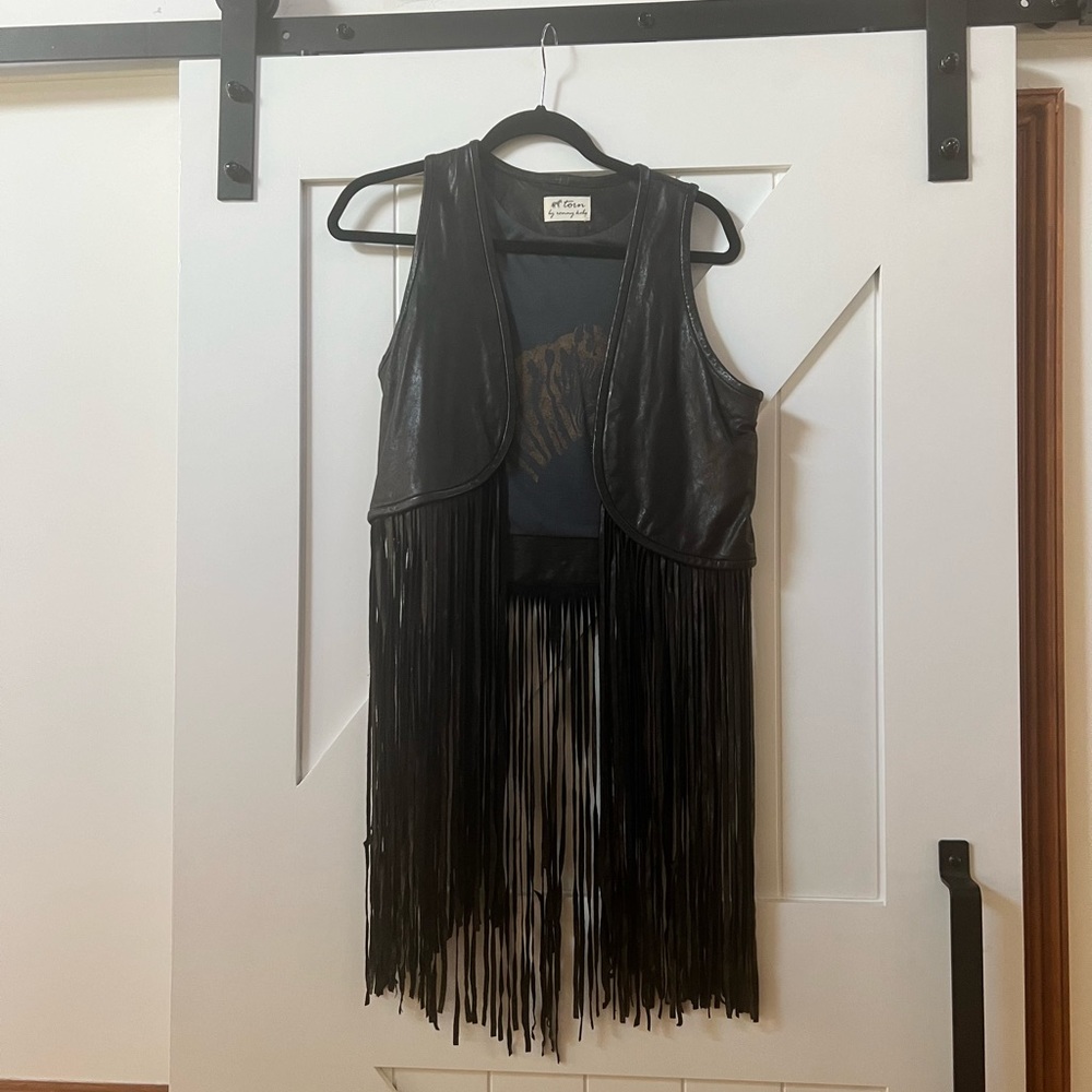 Torn by ronny kobo fringe leather vest new without tags  worn once
